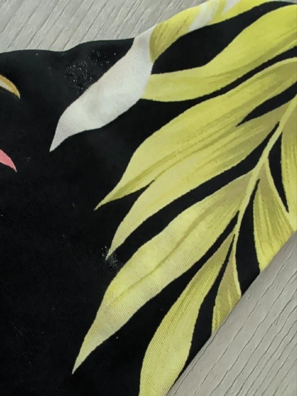 Halter Bikini Top in Black and Green Tropical Print